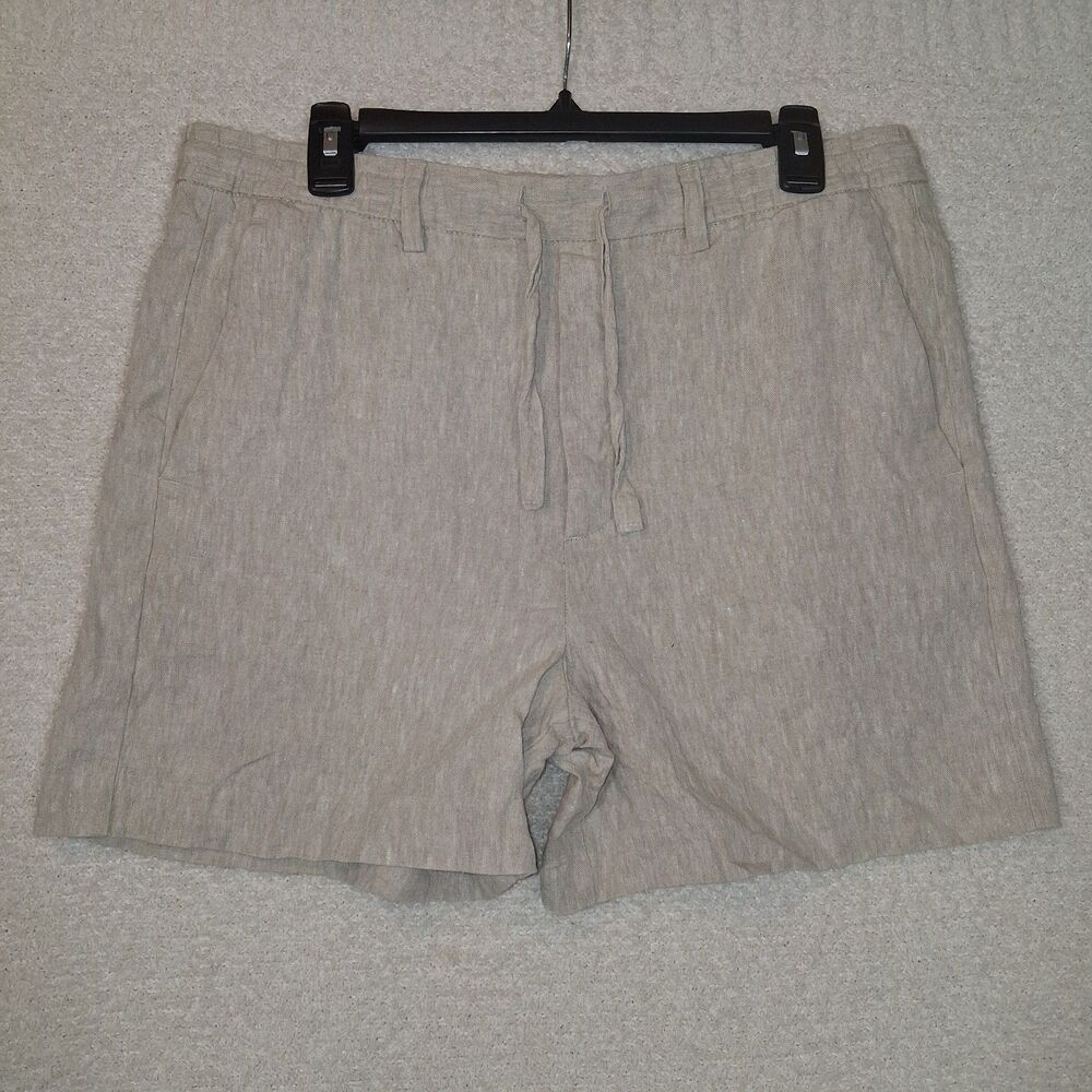 100% Linen Shorts Mens Sz L Boho Beach Vacation Resort Travel Preppy Coastal